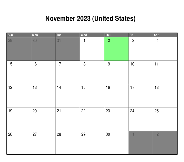 November Calendar