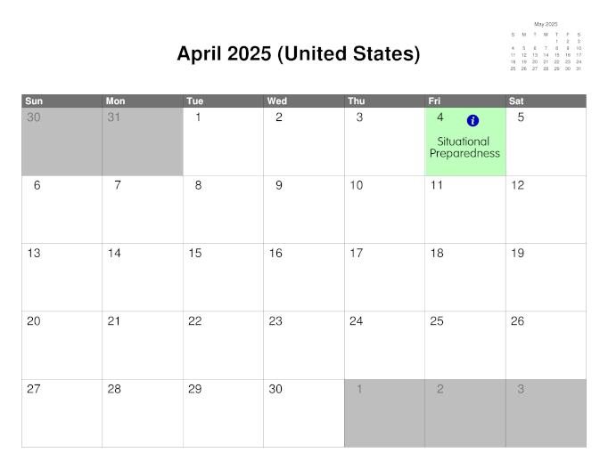 May Calendar